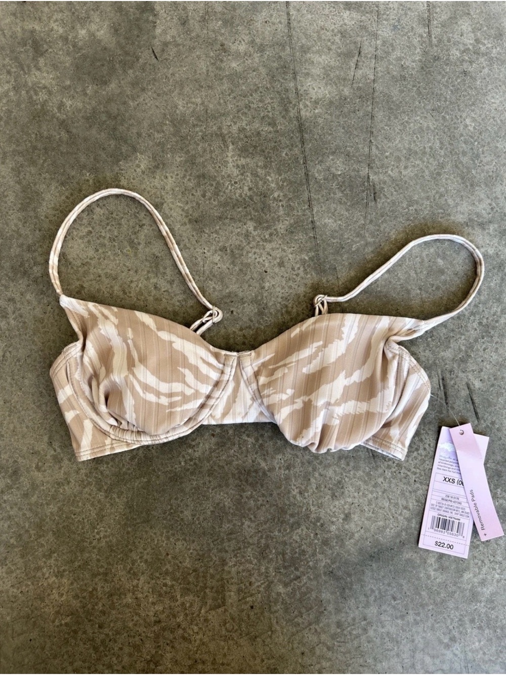 wild fable Beige and White Ribbed Underwire Bikini Top
